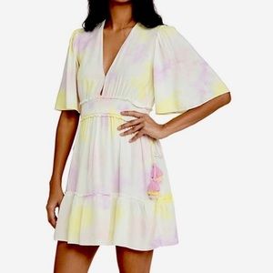 SAYLOR Maurie Tie-Dye Tasseled Mini Dress (Size L)